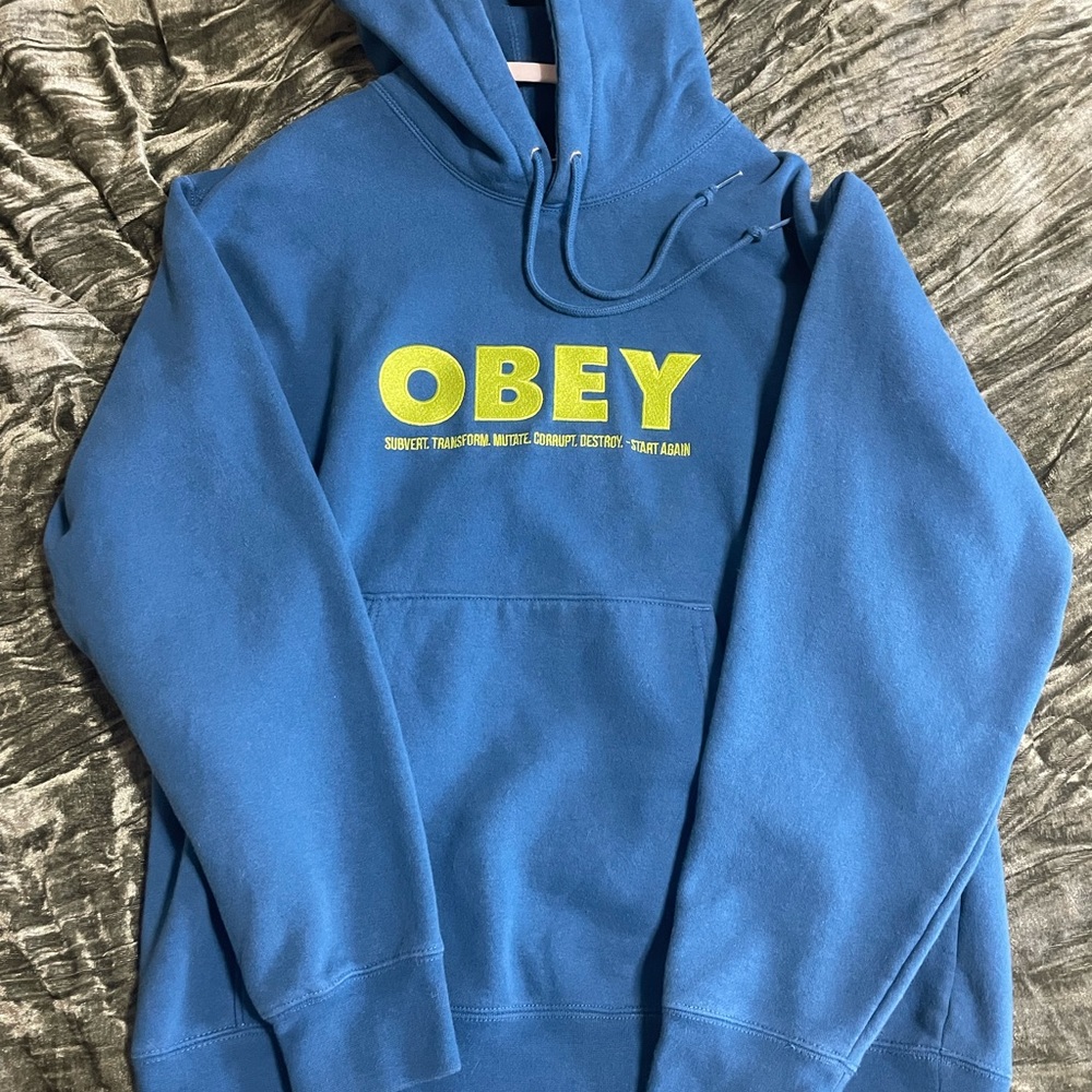 Teal Obey Hoodie Size Medium